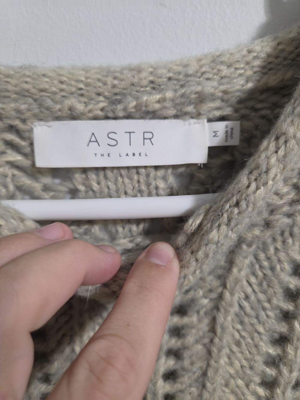 Astr Open Cable Knit Crewneck Sweater - Cream - Womens M - Picture 2 of 5